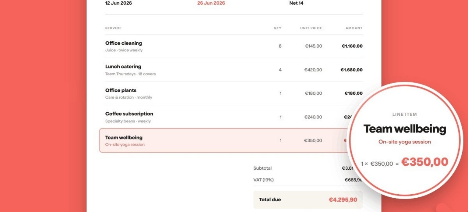 team wellbeing invoice